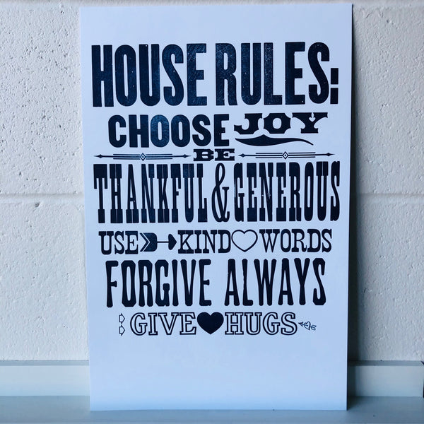 House Rules, Woodtype