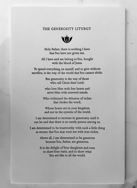 The Generosity Liturgy