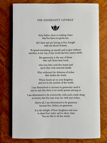 The Generosity Liturgy
