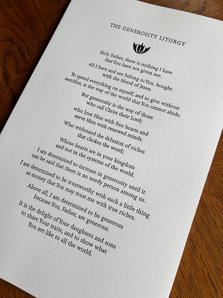 The Generosity Liturgy