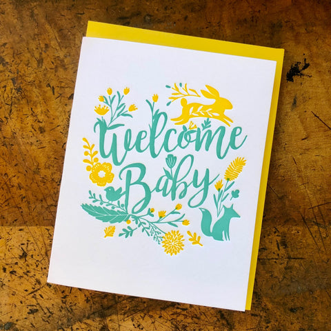 Welcome Baby Floral Script