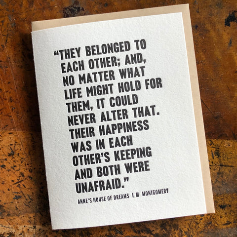 LM Montgomery quote love card