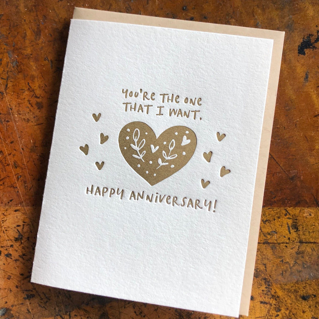 You're the one that I want anniversary card