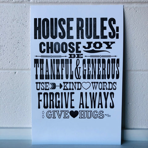 House Rules, Woodtype